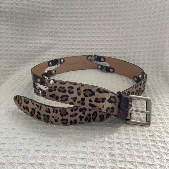 Alaluna Leather And Animal Print Pony Hair Belt